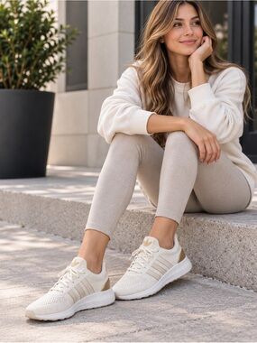 adidas Originals Swift Run White Gold Knit Sneakers Women’s Size 9.5